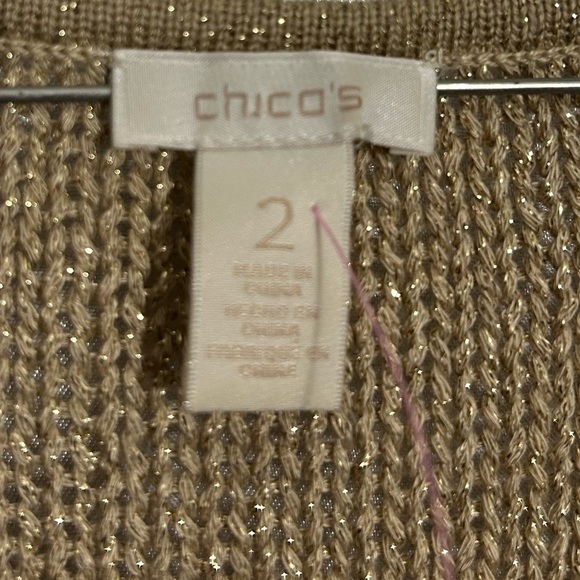 Chico’s Gold Metallic Knit Sweater - Size 2 - Picture 2 of 7